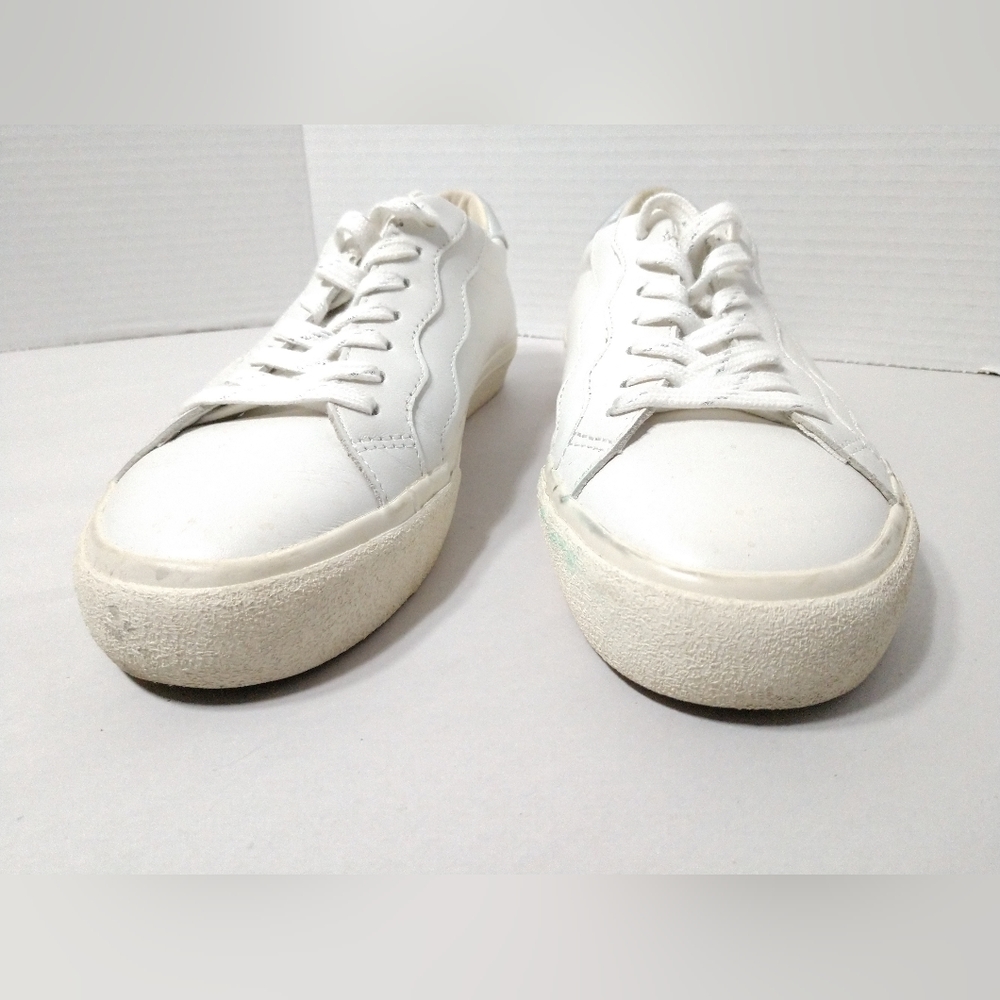 Madewell White & Silver Leather Sneakers Size 7.5 M - Picture 3 of 15